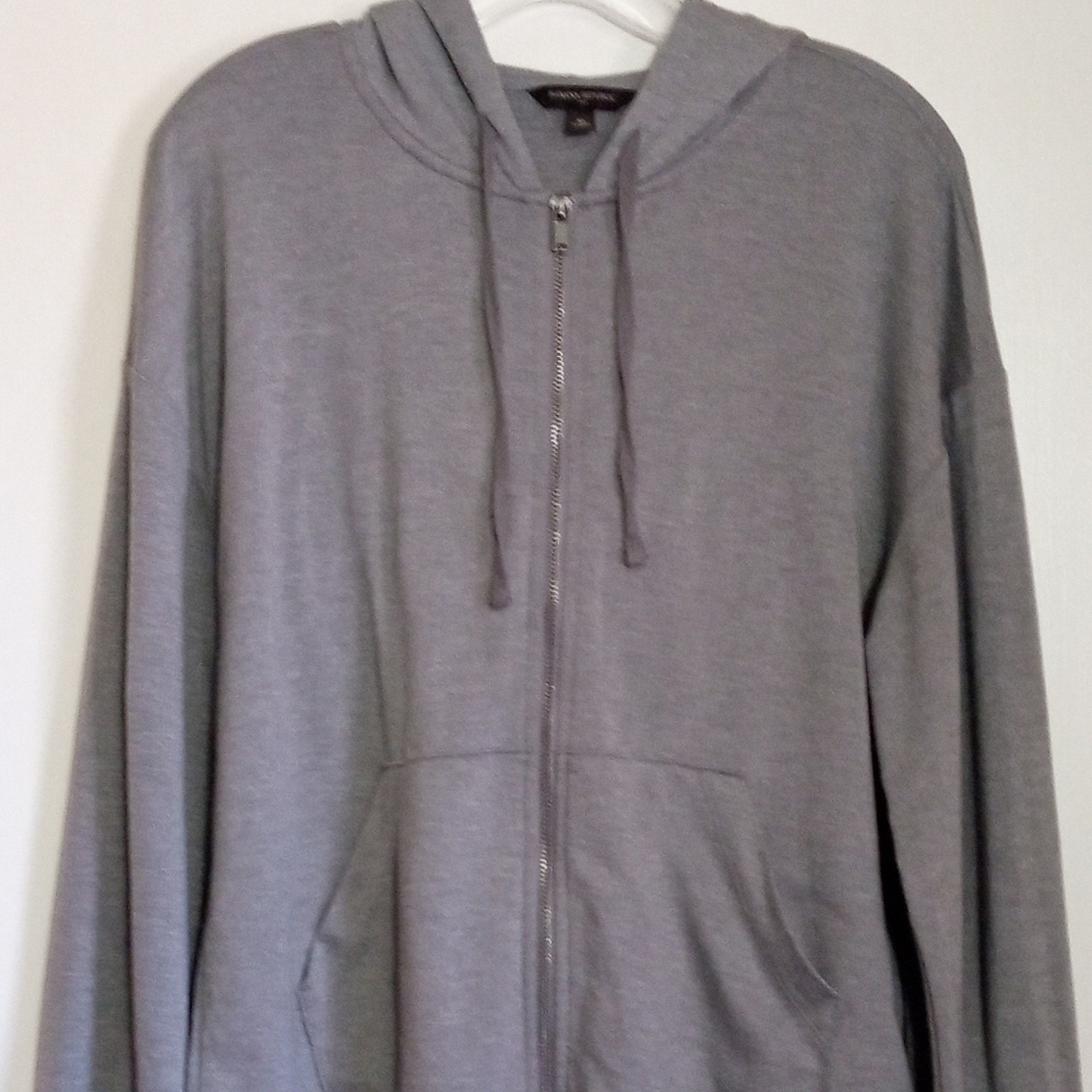 Banana Republic gray zip up lounge hoodie with balloon sleeves and elastic cuffs